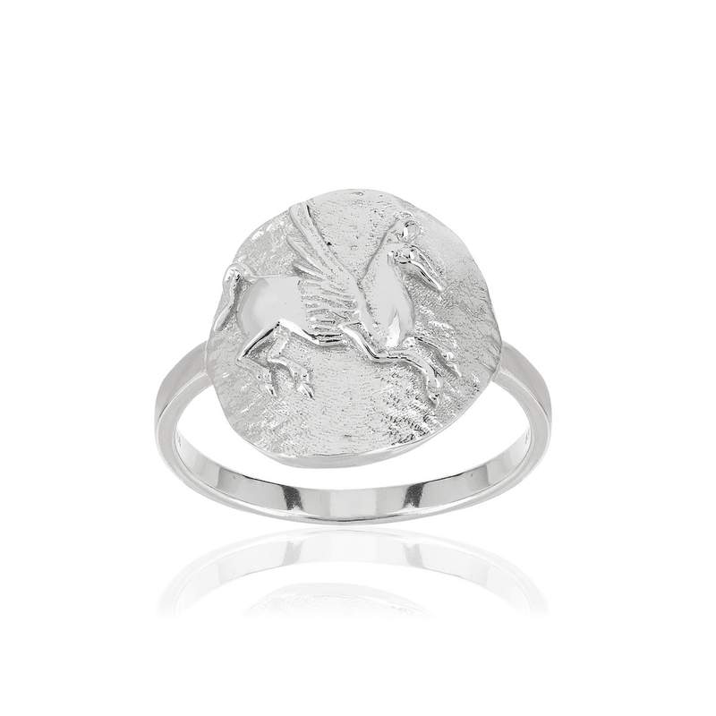 Baque argent 925 cheval ailé - vue 1
