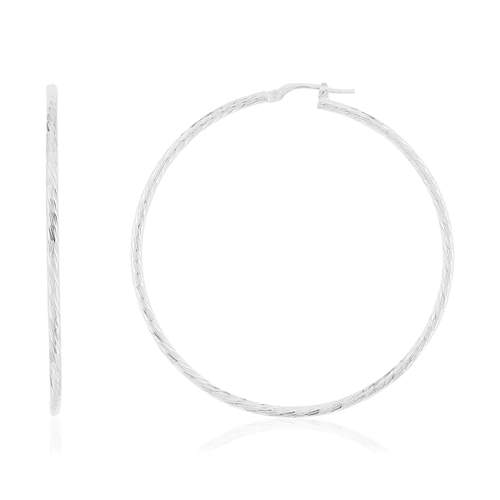 Créoles argent 925 striées 60 mm