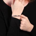 Bracelet jonc argent 925 ouvert double rang - vue porté 1