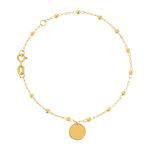 Bracelet or 375 jaune maille pampille médaille 19 cm - vue 1