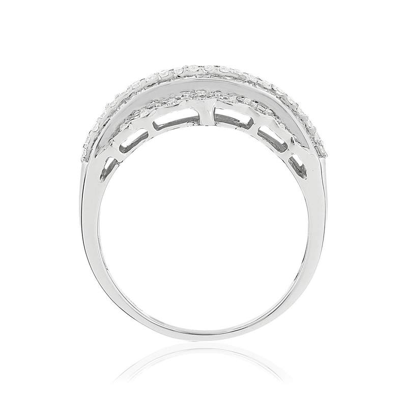 Bague or 750 blanc diamants - vue 2