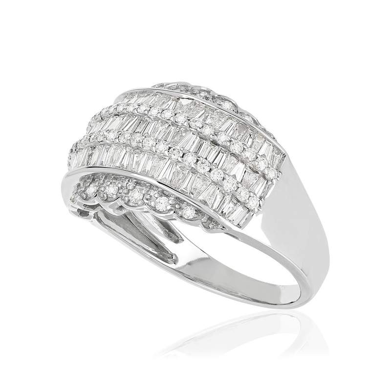 Bague or 750 blanc diamants - vue D1