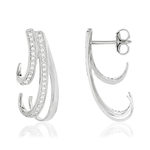 Boucles d'oreilles or 750 blanc diamants - vue 1