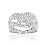 Bague or blanc 750 diamants - vue 1