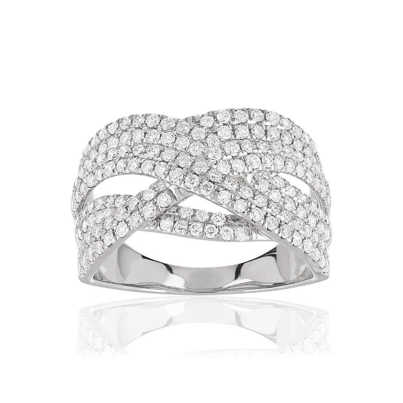Bague or blanc 750 diamants - vue 1