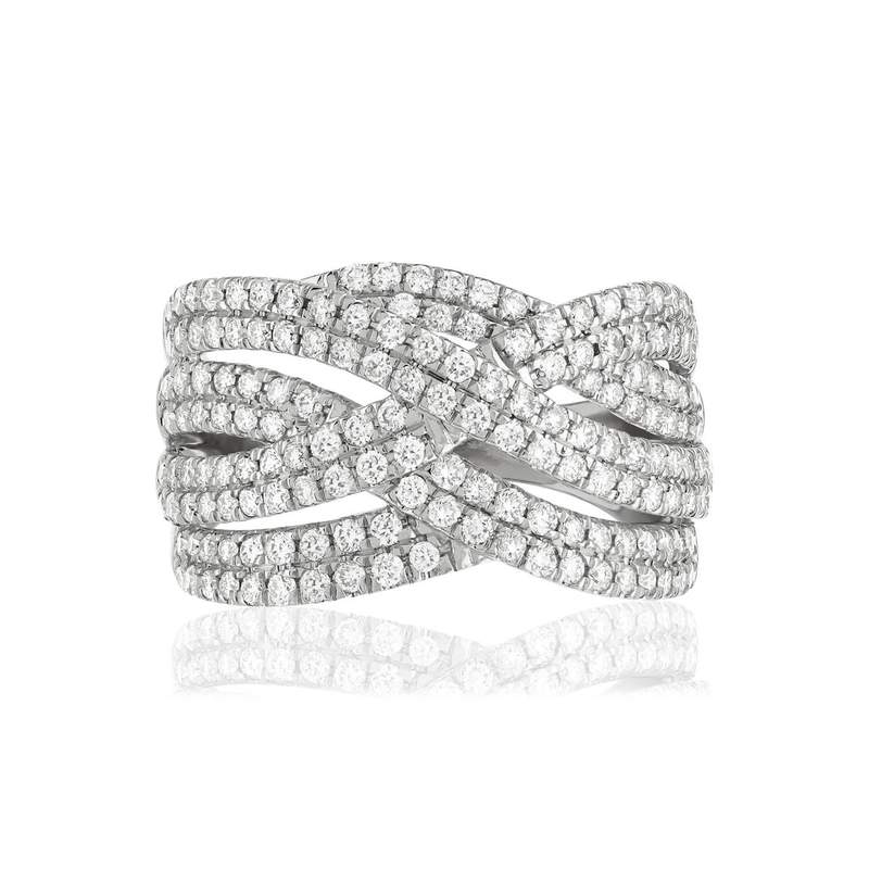 Bague or blanc 750 diamants - vue 3