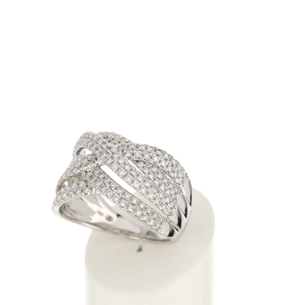 Bague or blanc 750 diamants - vue 3