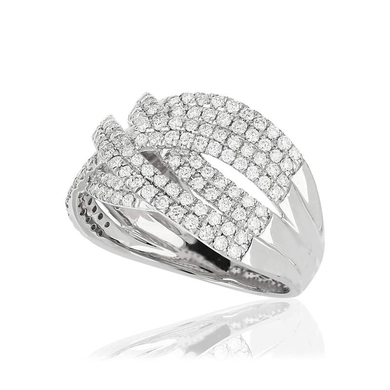 Bague or blanc 750 diamants - vue D1