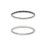 Duo 925 zilveren trouwring met zwarte en witte zirkonia's - bekijk 2