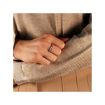 Duo trouwring vol rond zilver 925 zwarte en witte zirkonia's - bekijk gedragen 1