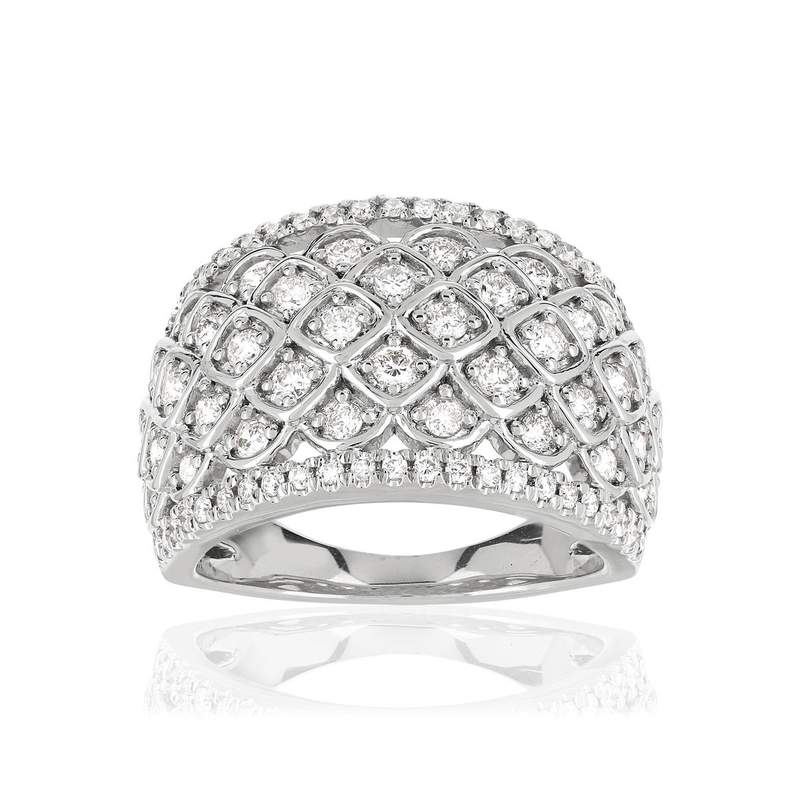 Bague or blanc 750 diamants - vue 1