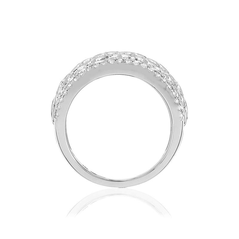 Bague or blanc 750 diamants - vue 2
