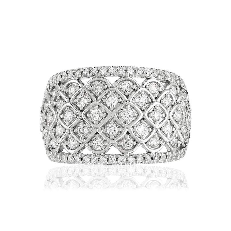 Bague or blanc 750 diamants - vue 3