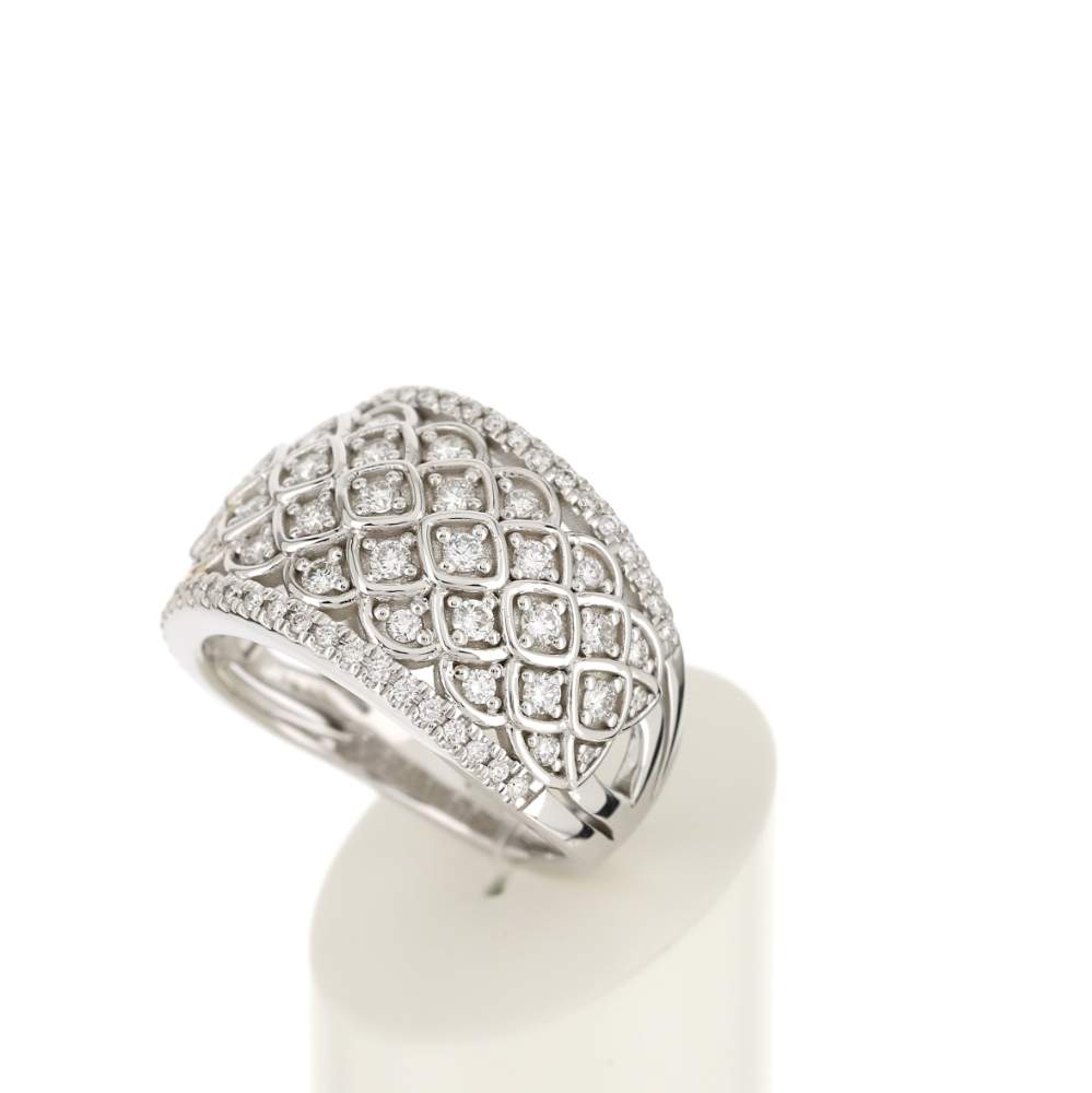 Bague or blanc 750 diamants - vue 4