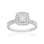 Bague or 750 blanc carrée diamants - vue 1