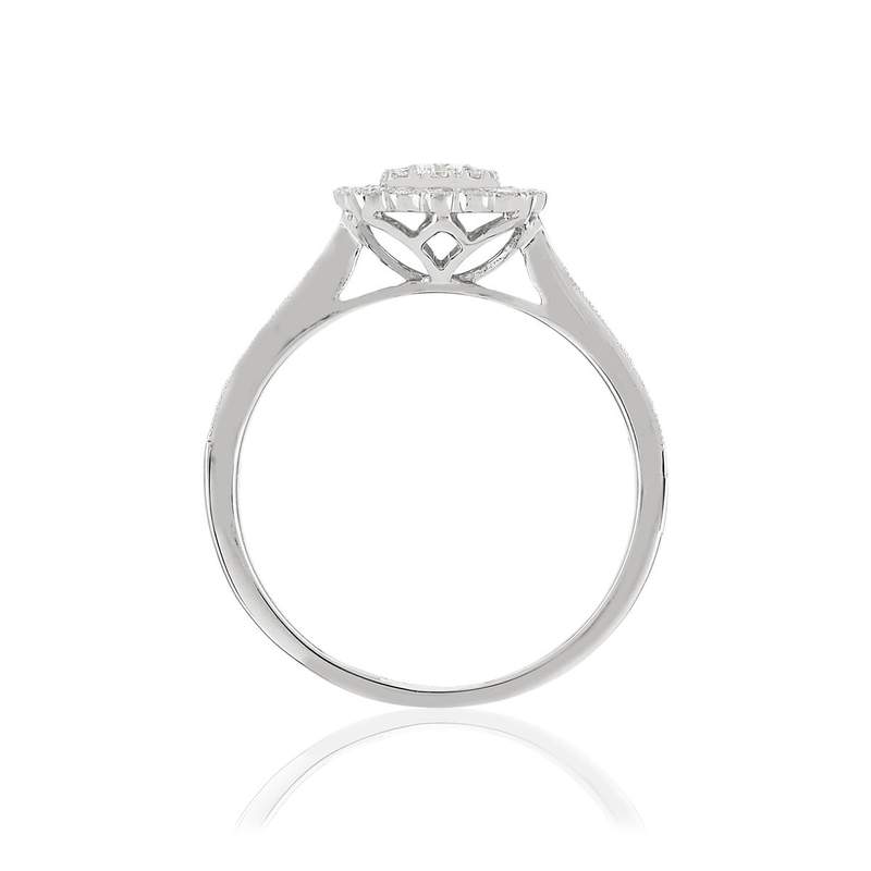 Bague or 750 blanc carrée diamants - vue 2