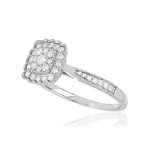 Bague or 750 blanc carrée diamants - vue D1