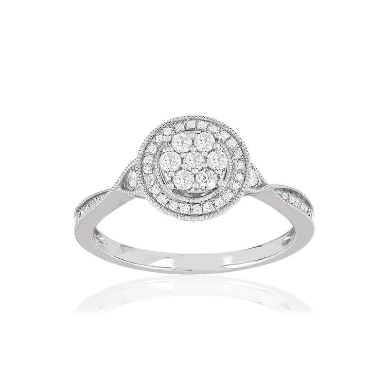 Bague or blanc 750 diamants - vue 1