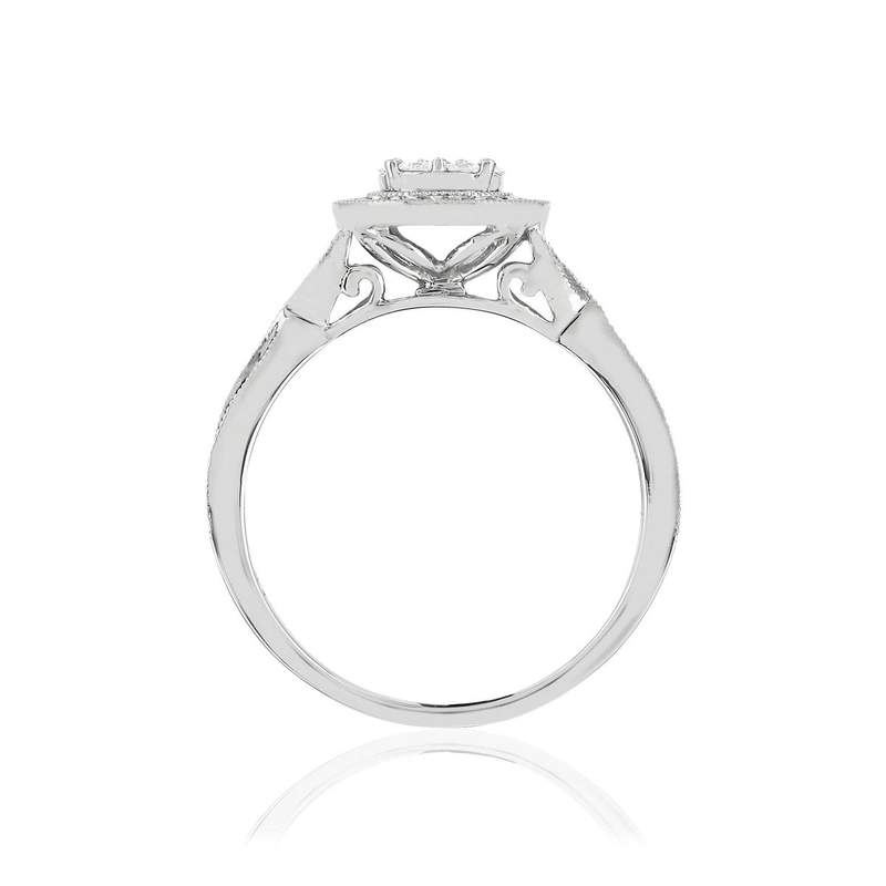 Bague or blanc 750 diamants - vue 2
