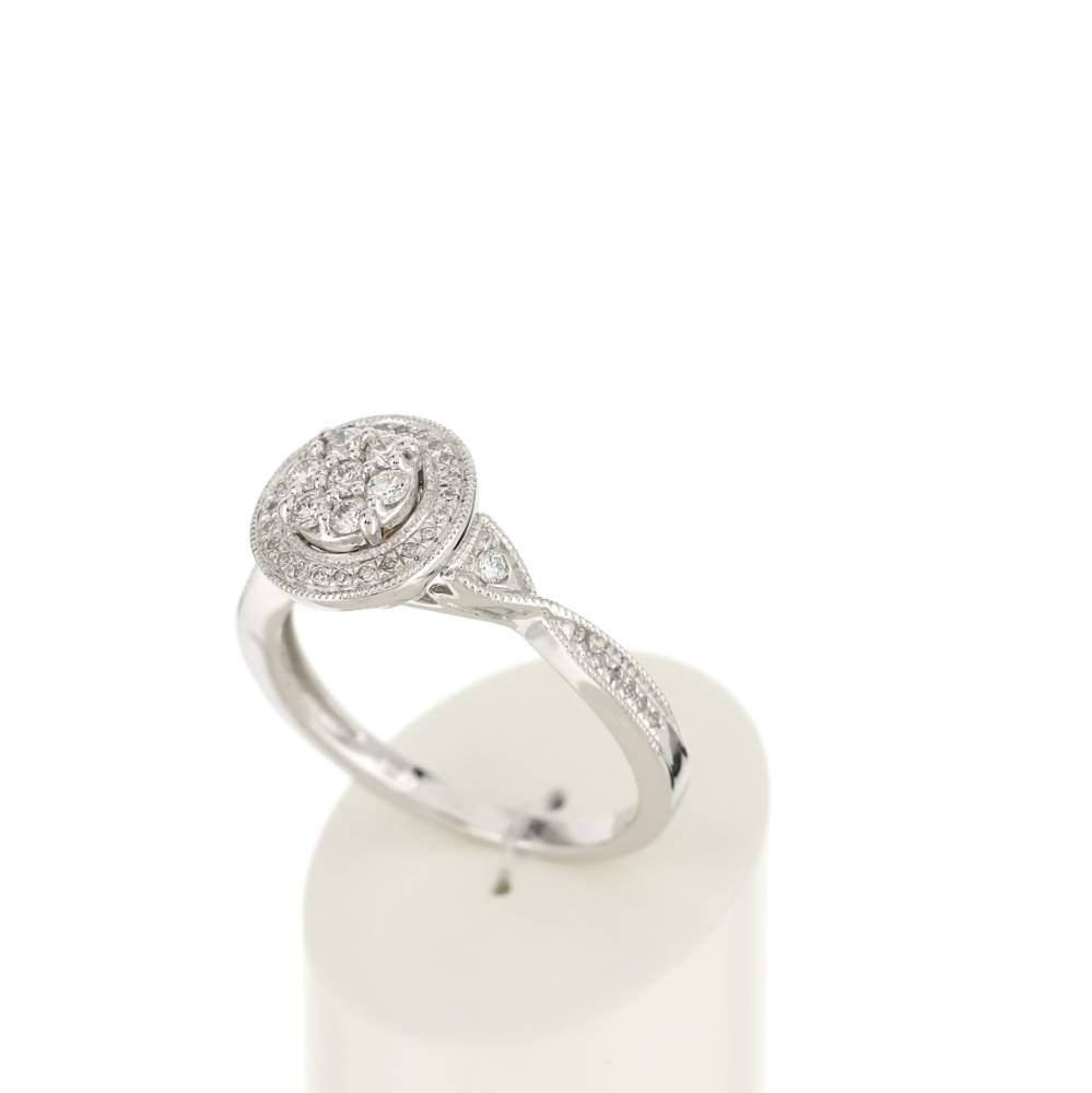 Bague or blanc 750 diamants - vue 3