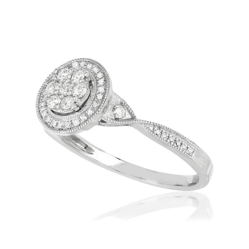 Bague or blanc 750 diamants - vue D1