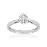 Bague or 375 blanc diamants - vue 1