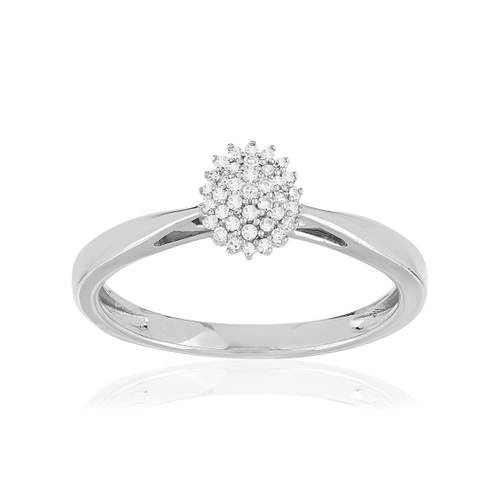 Bague or 375 blanc diamants
