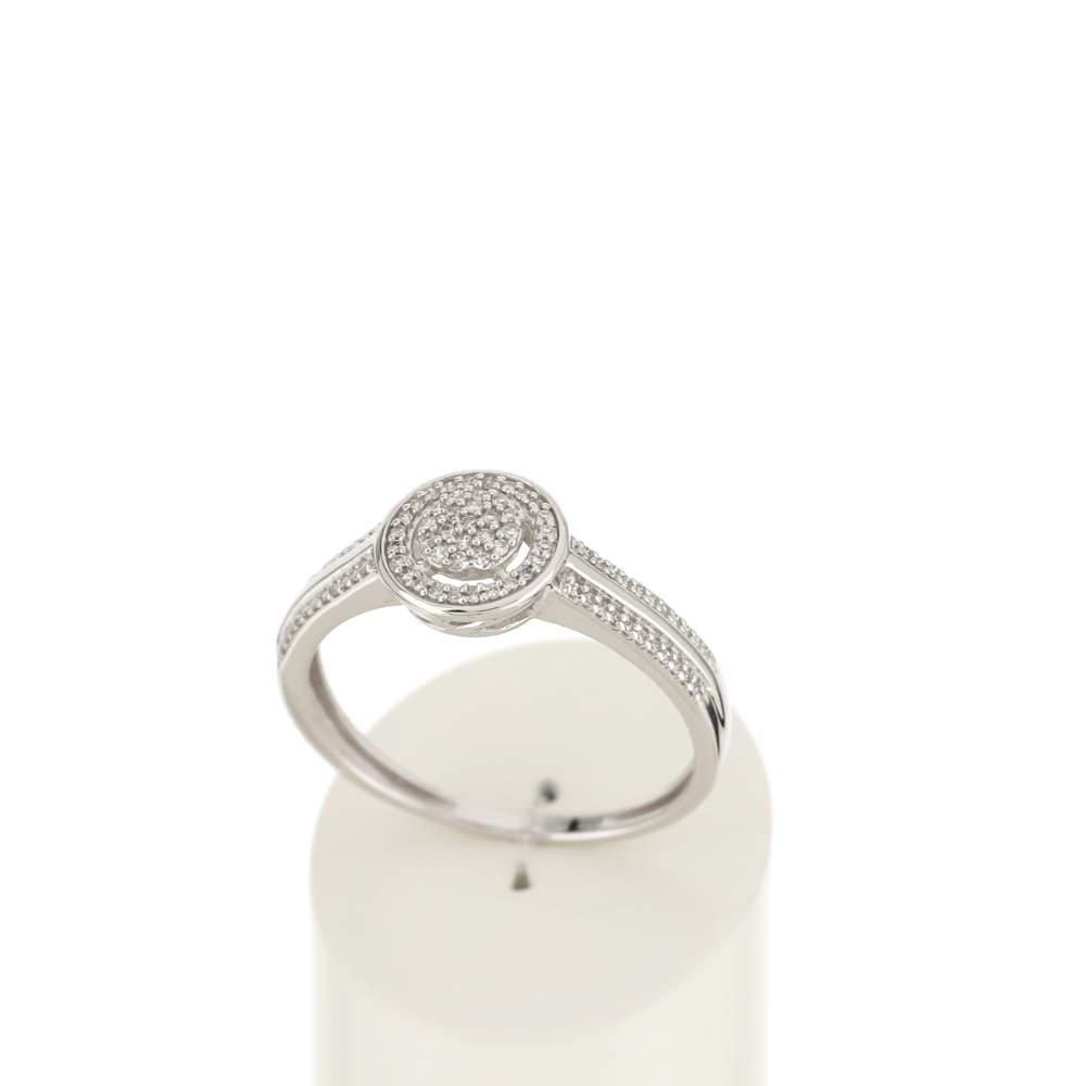 Bague or 375 blanc diamants - vue 2