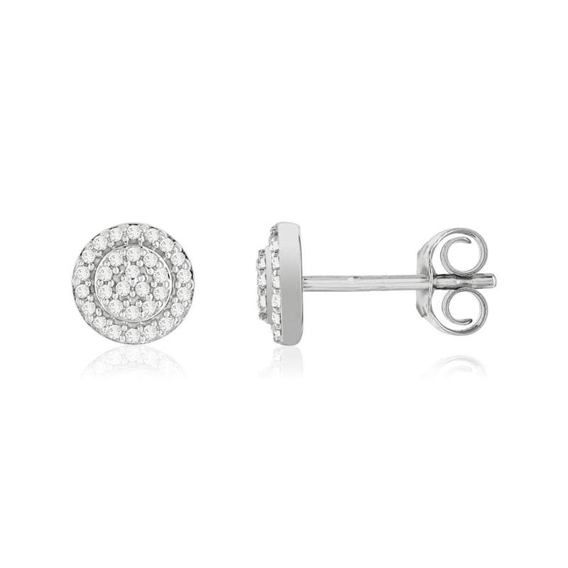 Boucles d'oreilles or blanc 375 diamants - vue 1