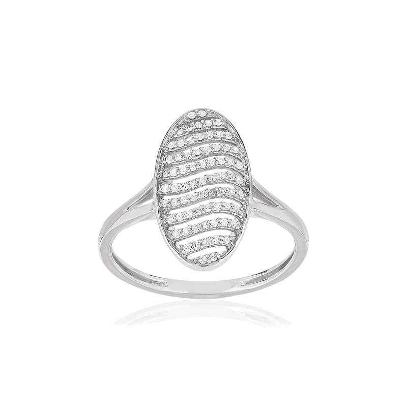 Bague or blanc 375 diamants - vue 1