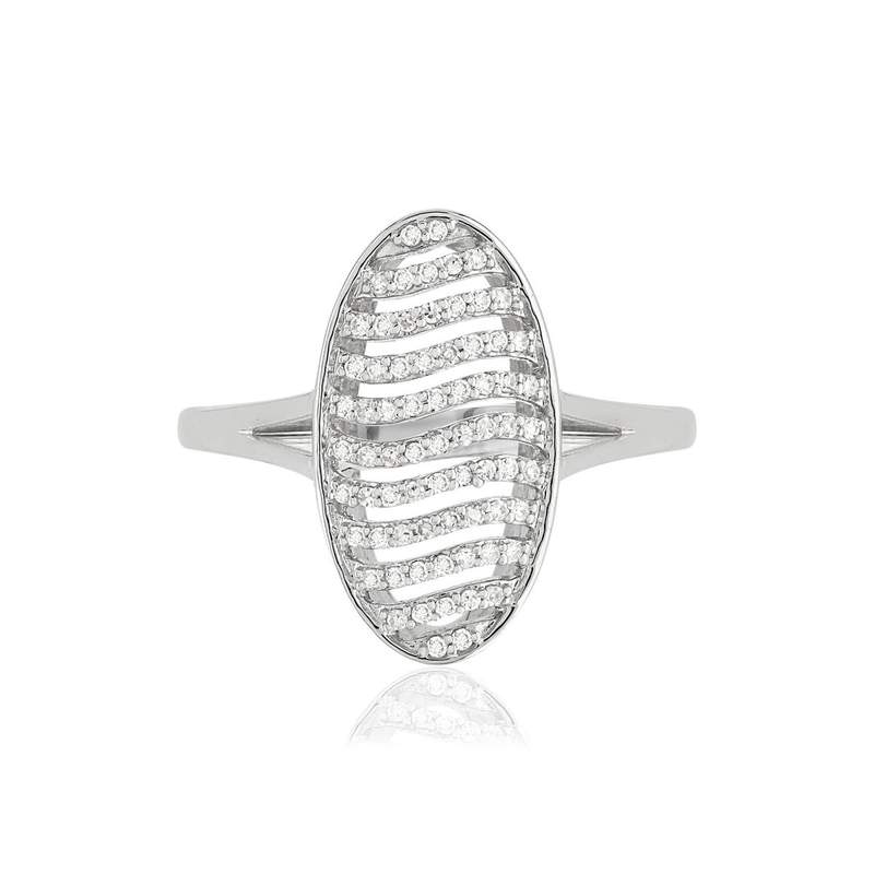 Bague or blanc 375 diamants - vue 3