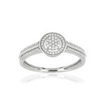 Bague or 375 blanc centre ajouré diamants - vue 1