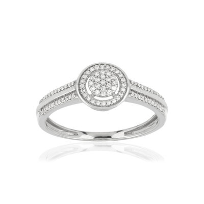 Bague or 375 blanc centre ajouré diamants