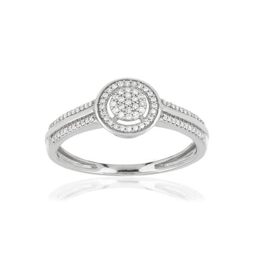 Bague or 375 blanc centre ajouré diamants