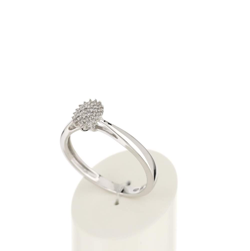 Bague or 375 blanc centre ajouré diamants - vue 3