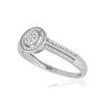 Bague or 375 blanc centre ajouré diamants - vue D1