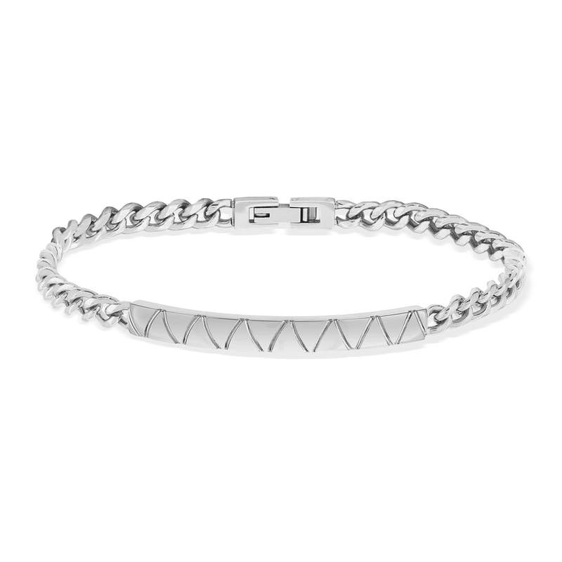 Bracelet acier plaque motifs 20 cm - vue 2