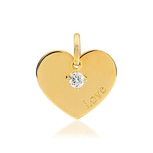 Pendentif or jaune 375 coeur zirconia