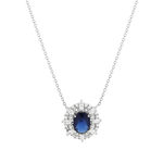 Collier argent 925 pierre bleue et zirconias 45 cm - vue 1