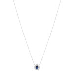 Collier argent 925 pierre bleue et zirconias 45 cm - vue 2