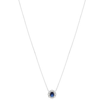 Collier argent 925 pierre bleue et zirconias 45 cm