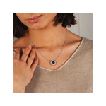 Collier argent 925 pierre bleue et zirconias 45 cm - vue porté 1