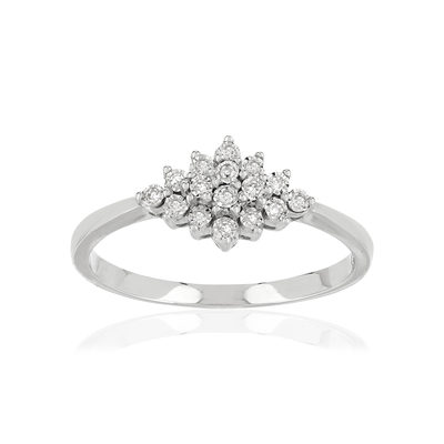 Bague or 750 blanc diamants - vue 1