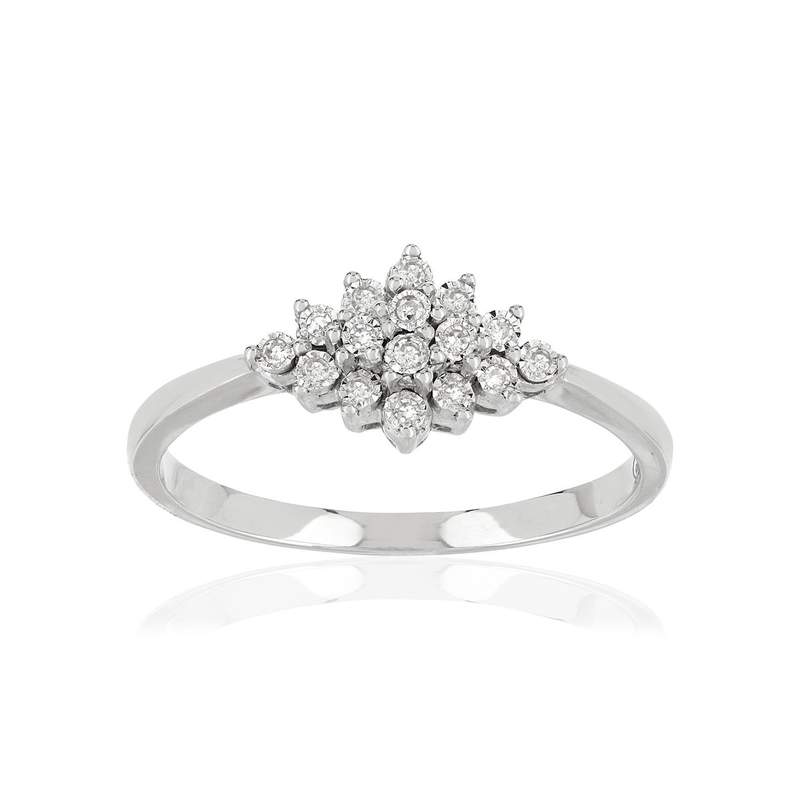Bague or 750 blanc diamants - vue 1