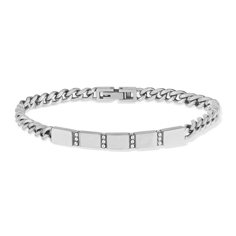 Bracelet acier pierres imitation blanches 20 cm - vue 2