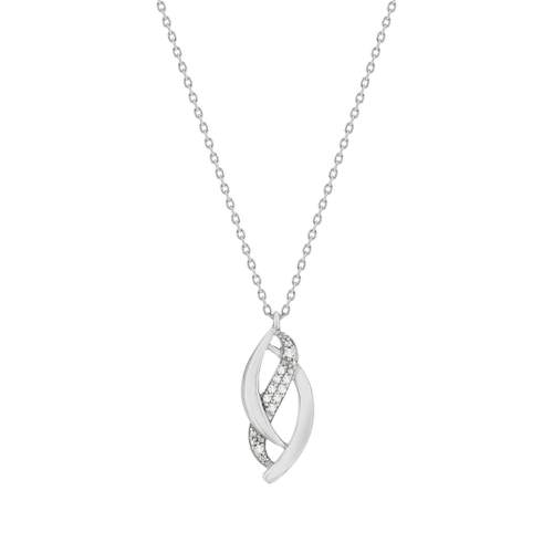 Ketting van 375 witgoud met verweven diamanten, 45 cm