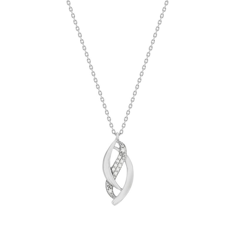 Collier or blanc 375 entrelacé diamants 45 cm - vue 1
