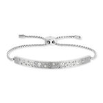 Bracelet acier plaque pierres imitation blanches 24 cm - vue 1