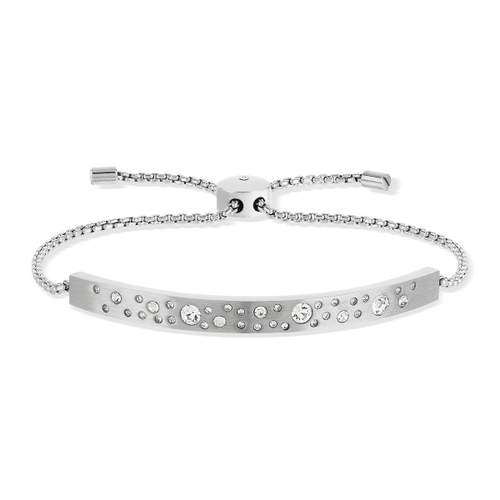 Bracelet acier plaque pierres imitation blanches 24 cm