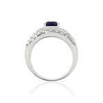 Bague argent 925 pierre imitation bleue et zirconias - vue 2